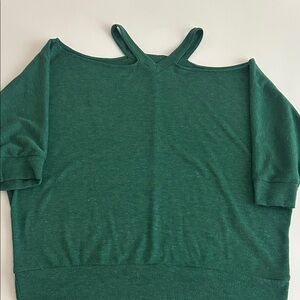 New York & Company Green Cold Shoulder Sweatshirt